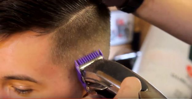 Step 5. Use a zero guard at the line | Trends and Style: How To Do A Fade Haircut With Disconnected Top
